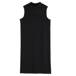Womens Mid-Length Sleeveless Dress Korean Style Commute round Neck H-Shape Long Skirt Commune Spring Season Polyester Cotton Elastic Fiber