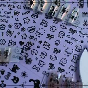 10 SHEETS Cat Stickers Nail Stickers Cat Back Adhesive Nail Stickers Small cat decoration stickers