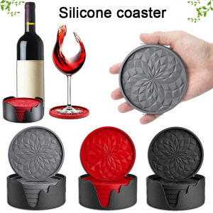 New Silicone Cup Bottom Seat Beverage Red Wine Cup Coaster with Thickened Anti Scald and Anti Slip Diamond Shaped Non Stick Tray