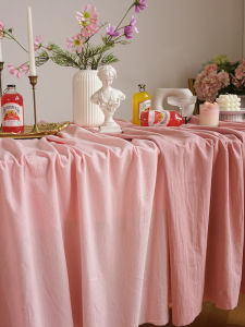 Màu Hồng Nguyên Chất Cotton Vải Bông Vải Lanh Khăn Trải Bàn Phong Cách Vintage Thời Gian Trà Món Tráng Miệng Vị Trí Năm Mới Lễ Kỷ Niệm Đám Cưới Đính Hôn Sinh Nhật