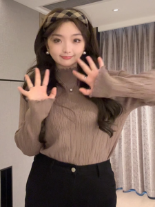 plus Size Floral Lace Half High Collar Knitted Sweater Warm Inner Wear for Plump Women Autumn Fashionable Base Layer Top