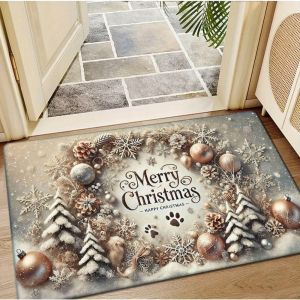 VIKAMA Christmas Decorative Pattern Rug Bedroom Living Room Hallway Entrance Mat Soft Comfortable Floor Mat Home Decor