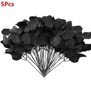 Black Eucalyptus Leaves Stems Maple Leaf Garland Artificial Vines Halloween Christmas Decor for Home Room DIY Wedding Decoration