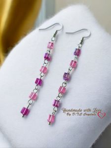 [D.T.C Crystals] Swarovski Pink Cube Earrings