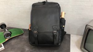 Black Leather Laptop Backpack for Men Women Travel Bag School College for Student Computer Rucksack for Work Fits