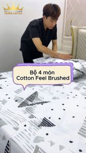 Bộ chăn ga gối Cotton Feel Brushed hàng mẫu mới nhất năm decor phòng ngủ homestay hotel DUHALATEX