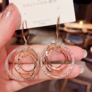 Cross-border Sales of European and American Temperament High Atmospheric Geometric Ring Earrings Network Red Fashionable