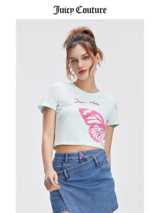 Juicy Couture | Crop Short Round Neck Casual T-shirt