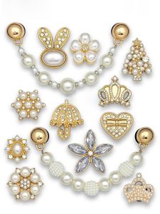 หัวเข็มขัดโลหะ หัวเข็มขัดประดับสัตว์ปีกนก หัวเข็มขัดประดับลูกปัดเพชร หัวเข็มขัดประดับโซ่ DIY สำหรับรองเท้า HUABIN