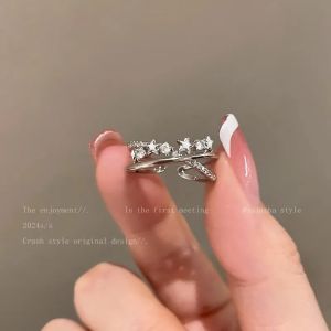 Luxurious Double Layer Star Ring Adjustable Open Design Zircon Ring for Index Finger Fashionable Jewelry Accessory