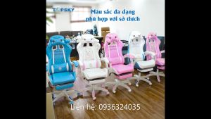 Ghế game cute dành cho con gái siêu dễ thương ghế xoay văn phòng nệm cao su livetream có ngả lưng gác chân