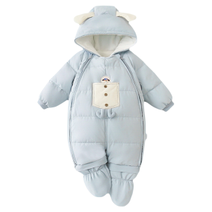 Baby Winter down Suit Thick Warm Windproof Overall Outfit Newborn Snug Fit Footed Clothes Cartoon Style Polyester Fabric