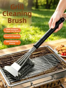 TAFUMAN | Stainless Steel BBQ Grill Cleaning Brush Long Handle