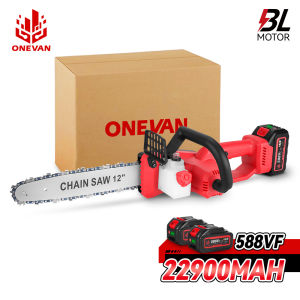 ONEVAN 12 Inch Cordless Chainsaw Brushless Electric Chainsaw 20000RPM Tree Branch Cutting Saw Woodworking Power Tool For Makita 18V Battery