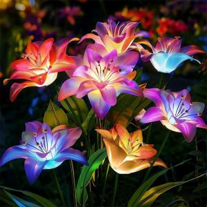 1pc Artificial Flower Lawn Lights 7-head Solar Orchid Lights for Patio Yard Garden Christmas Decoration LED Solar Ground Lights