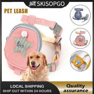 SKISOPGO Adjustable Dog Harness with Cute Backpack Puppy Chest Vest Back Leash Pet Set