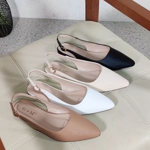 Gevale: Elegant Korean Pointed Toe Leather Block Sandals for Women Size 35 to 42