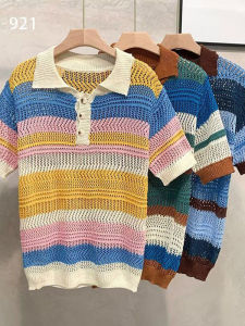 Áo Thun Nam Cổ Polo Tay Ngắn Mùa Hè Phong Cách Nhật Bản Cổ Điển Nhiều Màu Sắc Rỗng Dệt Kim Dáng Rộng Thoải Mái Thoáng Khí