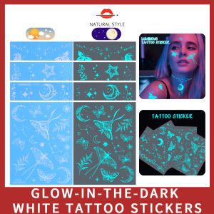 สติกเกอร์ติดร่างกายสติกเกอร์ติดแขนเฮนน่าสติ๊กเกอร์รอยสักผีเสื้อเรืองแสงสไตล์ธรรมชาติ Stiker Wajah แต่งหน้าสำหรับเด็ก