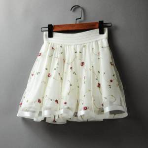 Váy Lưới Ren Thêu Cạp Cao Cho Nữ Mùa Xuân Hè Váy Ngắn Chữ a Đa Năng Có Thắt Lưng Co Giãn Váy Ngắn Đa Năng