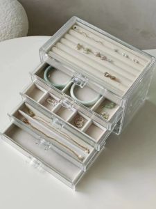 ใหม่ 2024 Multi-layerที่แม่นยํากล่องเครื่องประดับต่างหูสร้อยข้อมือแหวนสร้อยคอกล่องเก็บanti-oxidationพลาสติกorganizer