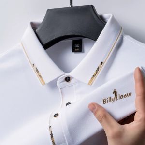 High-End Embroidered Short Sleeve Polo Shirt Casual Cotton Blend Fashion Urban Style Business Casual Turn-down Collar Mens T-shirt