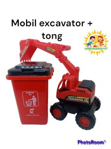 Mainan Anak Mobil Truk beko dan tong sampah 1set
