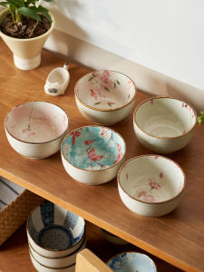 Bộ Bát Đĩa Ăn Uống Kiểu Nhật Bản Bằng Gốm Sứ Thiết Kế Đặc Biệt Bát Đựng Cơm Nhỏ Đẹp Mắt Chất Liệu Gốm Sứ Dùng Trong Gia Đình