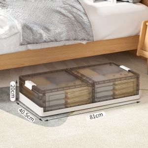 MONLEYTA | Large Capacity Foldable Bed Under Storage Box With Wheels Clothes And Quilt Organization Dustproof Home Use Utility Box