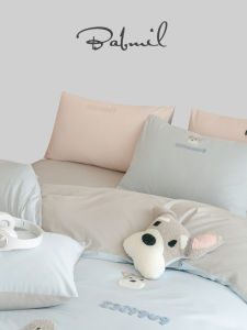 Adorable Glowing Little Dog Cotton Towel Set 100-Thread Count Pure Cotton Flannel Bedding Four-Piece Set by TOTOWISH