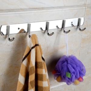 Móc INOX 304 Treo Quần Áo Gắn Tường 6/7/8/10 Chấu - Thanh Inox Treo Khăn Lau Đồ Dùng Nhà Bếp Kèm Ốc Vít Chịu Lực 50Kg - Móc Treo Tường INOX