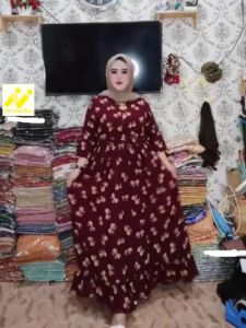 Gamis Jumbo LD 120 Bahan Adem Rayon Super Motif Pita