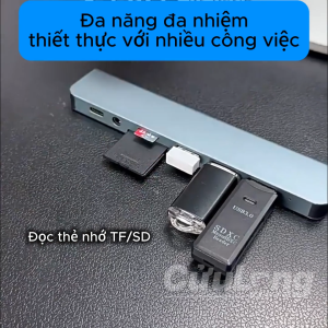 USB Hub Type C 8 IN 2 Chia Cổng Đa Năng Đọc Thẻ Nhớ SD Audio 3.5mm Cho Máy Tính Laptop Điện Thoại USBA To Type C