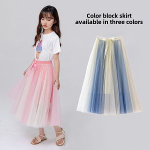 Girls Long Skirt Mesh Princess Style with Bowknot Half-length Skirts for Little Girls Childrens Clothing Spring Autumn Winter