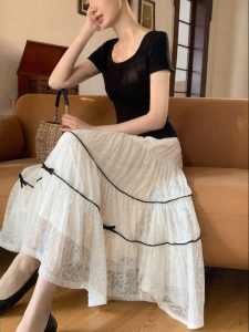 XXNING | Đầm A-line Nơ Ôm eo Chiffon Xếp Ly Pháp