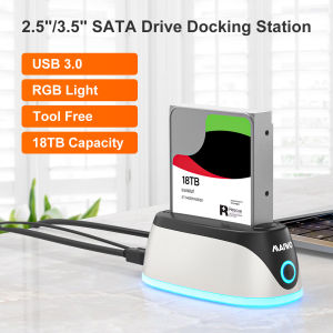 MAIWO HDD Docking Station RGB lighting SSD Enclosure HDD Casing USB3.0 5Gbps for 2.5"/3.5" Hard Disk ToolFree  Support Hard Drives to 20TB