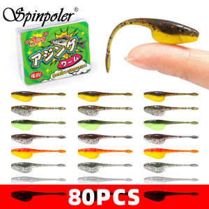 Spinpoler Mini Baby Shad Soft Lure 50mm TPR Flat Tail Artificial Worm Light Game Bait Fresh Ice Fishing Panfish Rockfish Tackle