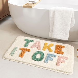 VIKAMA Cute Bath Mat Green Bathroom Rugs Take It Off Funny Bath Rugs Machine Washable Shower Rug for Bathroom Home Decoration