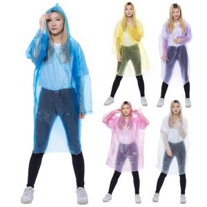 Disposable Clear Survival Raincoat with Hood Adult Kid Emergency Rain Gear