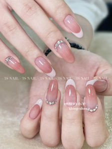 Loffi Nail Pure Desire Summer Gentle Wearable Blush French Drill Almond Nail Art Stickers Handmade Cosmetic Beauty Tools