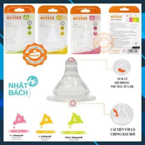Núm vú cổ rộng PP/PPSU siêu mềm Wesser cho bé Size S/M/L