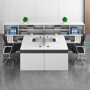 Modern Minimalist Office Desk And Chair Combination Dual Person Facing Workstation Financial Office Desk with Partition Screen