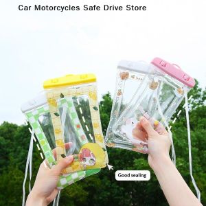 Cartoon Full View Waterproof Case For Phone Underwater Snow Rainforest Transparent Dry Bag Swimming Pouch Big Mobile Phone Cover