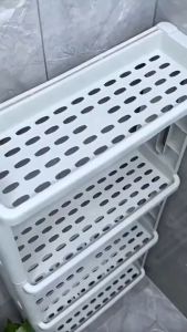 ชั้นวางของในที่แคบ พร้อมตะขอและล้อเลื่อน 4ชั้น 3ชั้น ชั้นวางของ  ชั้นวางของประหยัดพื้นที่  แบบมีล้อเลื่อน