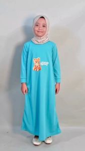CF Kids Gamis Anak Perempuan Print DTF Sweet Honey Bear Baju Muslim