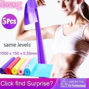 5Pcs Yoga Pilates Stretch Resistance Band Workout Elastic Exercise Training Rubber Physio Crossfit Fitness Band Strap Theraband - intl