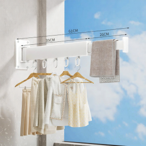 SHENFAN | Foldable Invisible Stretch No-Drill Wall Mount Clothes Drying Rack