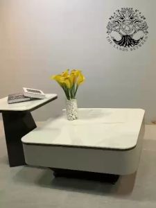 Bàn trà sofa bàn phòng khách bàn cafe nhập khẩu bàn đôi hộp tủ trơn mặt vuông ceramic chân sắt đen