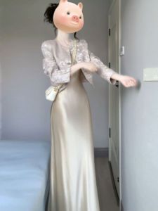 CHANGTONG | Elegant Set Tweed Style Acetate Dress and Jacket Winter