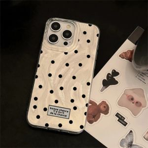 💗Internet celebrity trend+In stock+COD Luxury Polka dot Feather Pattern Case for iPhone 15 14 13 12 iPhone 16 Pro max 11 Pro Max Plus 7 8 X XS Max XR Full-Body Protection PC Phone Cover